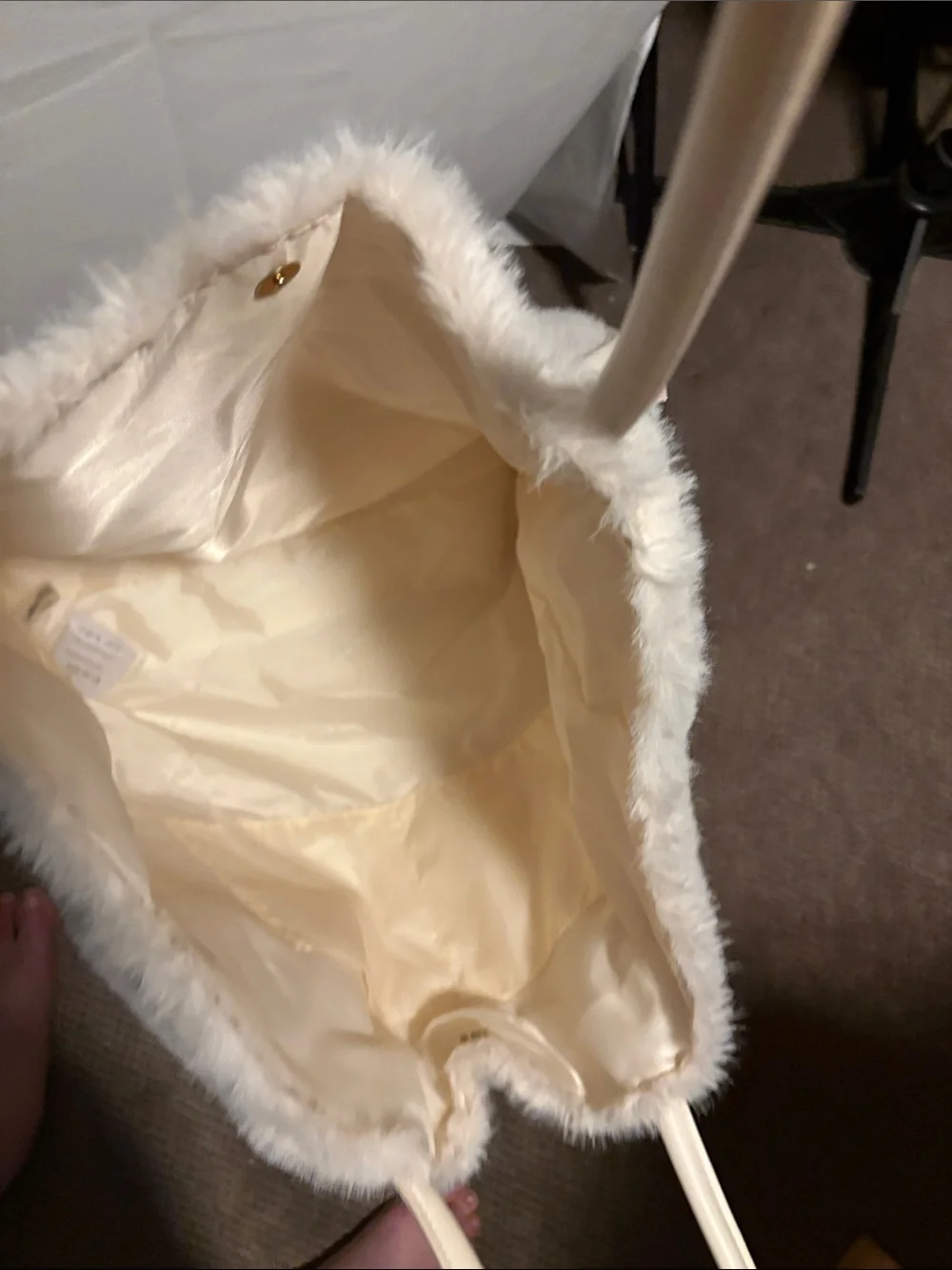 Victoria's Secret Cream Faux Fur Tote Bag